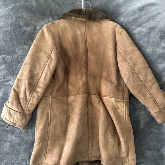 Brown Double Breasted Shearling Jacket XL - Picture 2 of 2